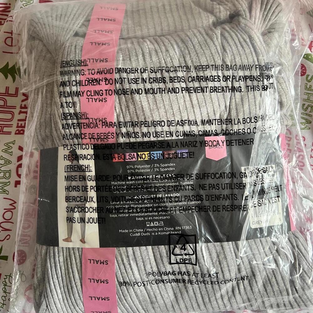 Cuddl Duds 3-Piece Cozy Pajama Set - Small, Light Gray - Picture 5 of 5